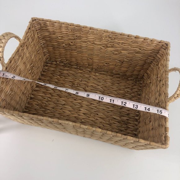SOLD Boho Woven Storage Basket with Handles - Picture 6 of 8